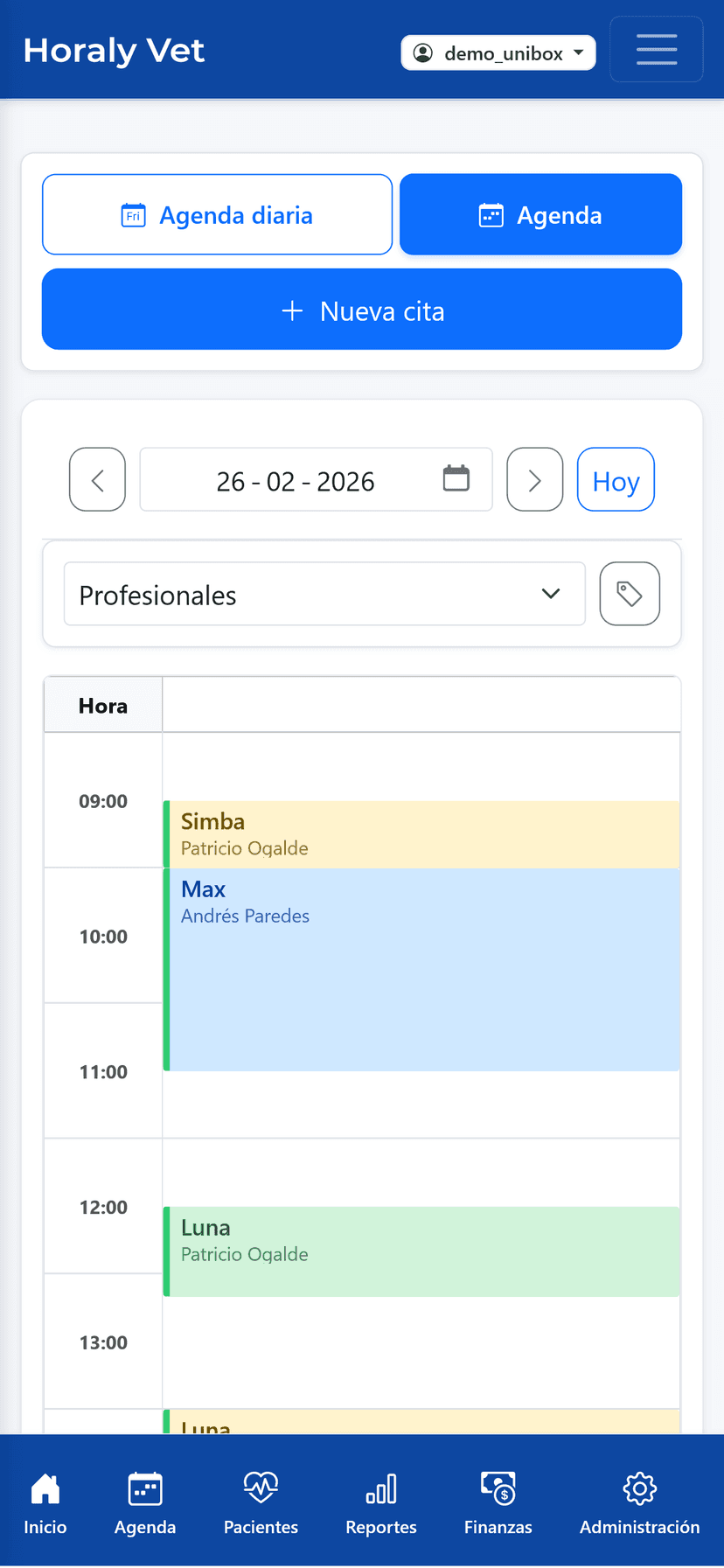Agenda Horaly en celular
