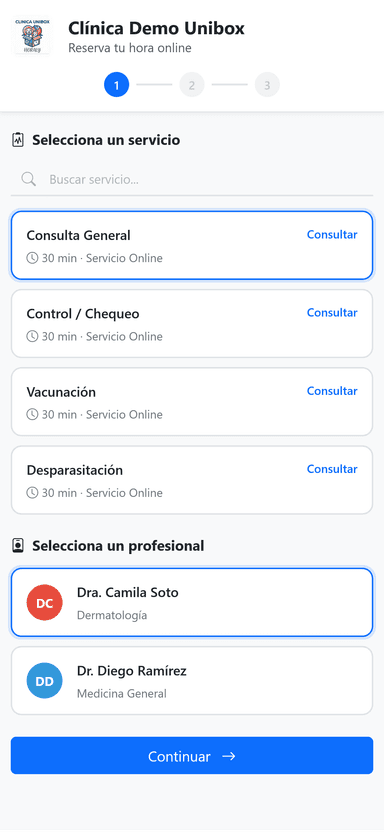 Paso 1: elegir servicio