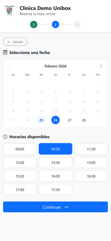 Paso 2: elegir horario