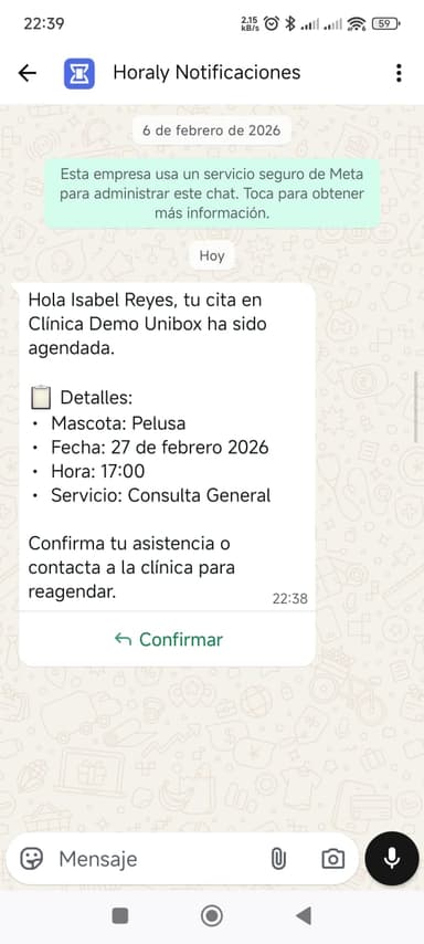 Notificación WhatsApp con botones